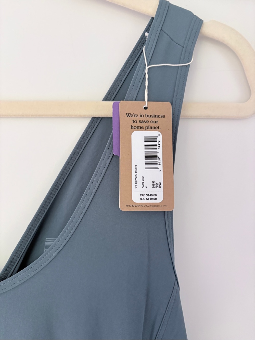 Patagonia Fleetwith Romper/Jumpsuit in Plume Blue-Grey NWT - Picture 13 of 14